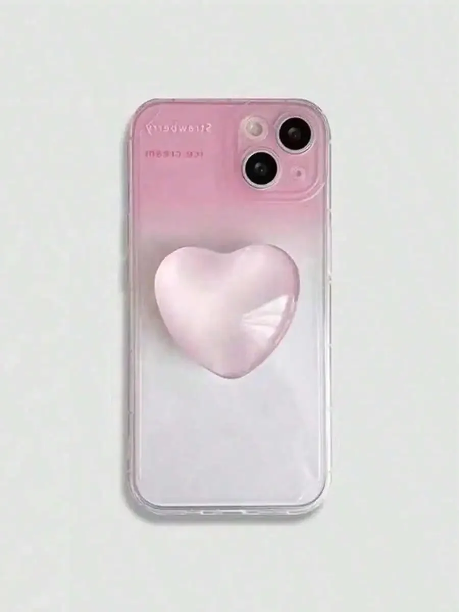 Heart Shaped Foldable Phone Stand Holder For iPhone Android Smartphones Portable Push Pull Air Bag Type