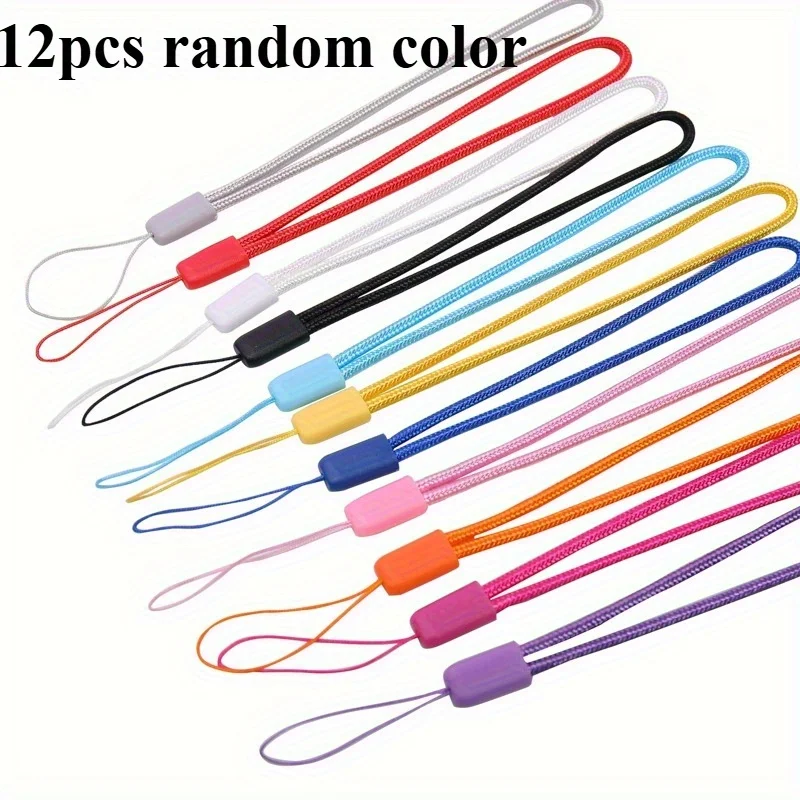 12 pieces of random color multi-function mobile phone lanyard, suitable for camera, selfie stick, U disk, water cup lanyard portable