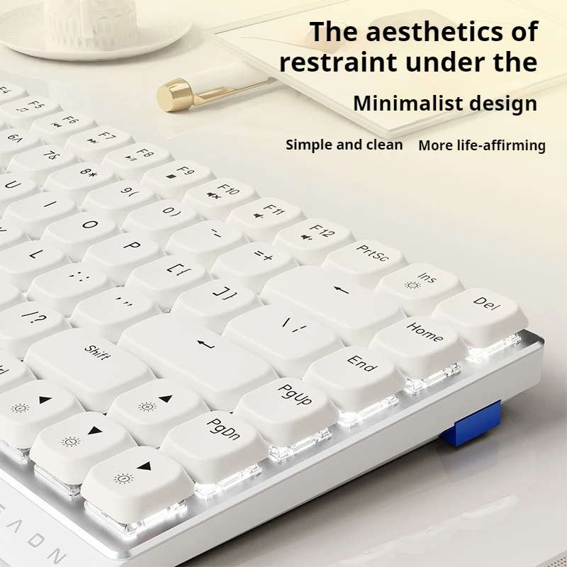 EWEADN 84 Keys Tri-Mode Low Profile Mechanical Gaming Keyboard, White Backlight, Ergonomic, for Office and Gaming, Laptop/PC