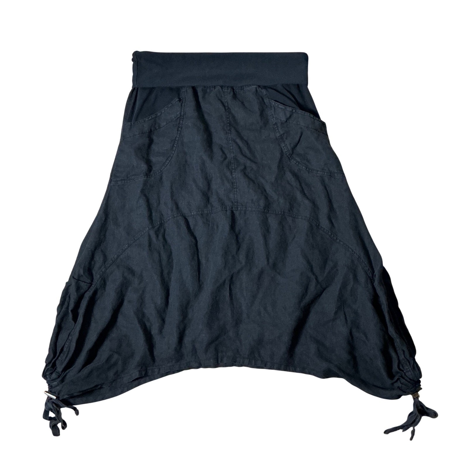 Wearables by Habitat Lagenlook Linen Harem Skirt Drawstring Hem Pockets L 21788W