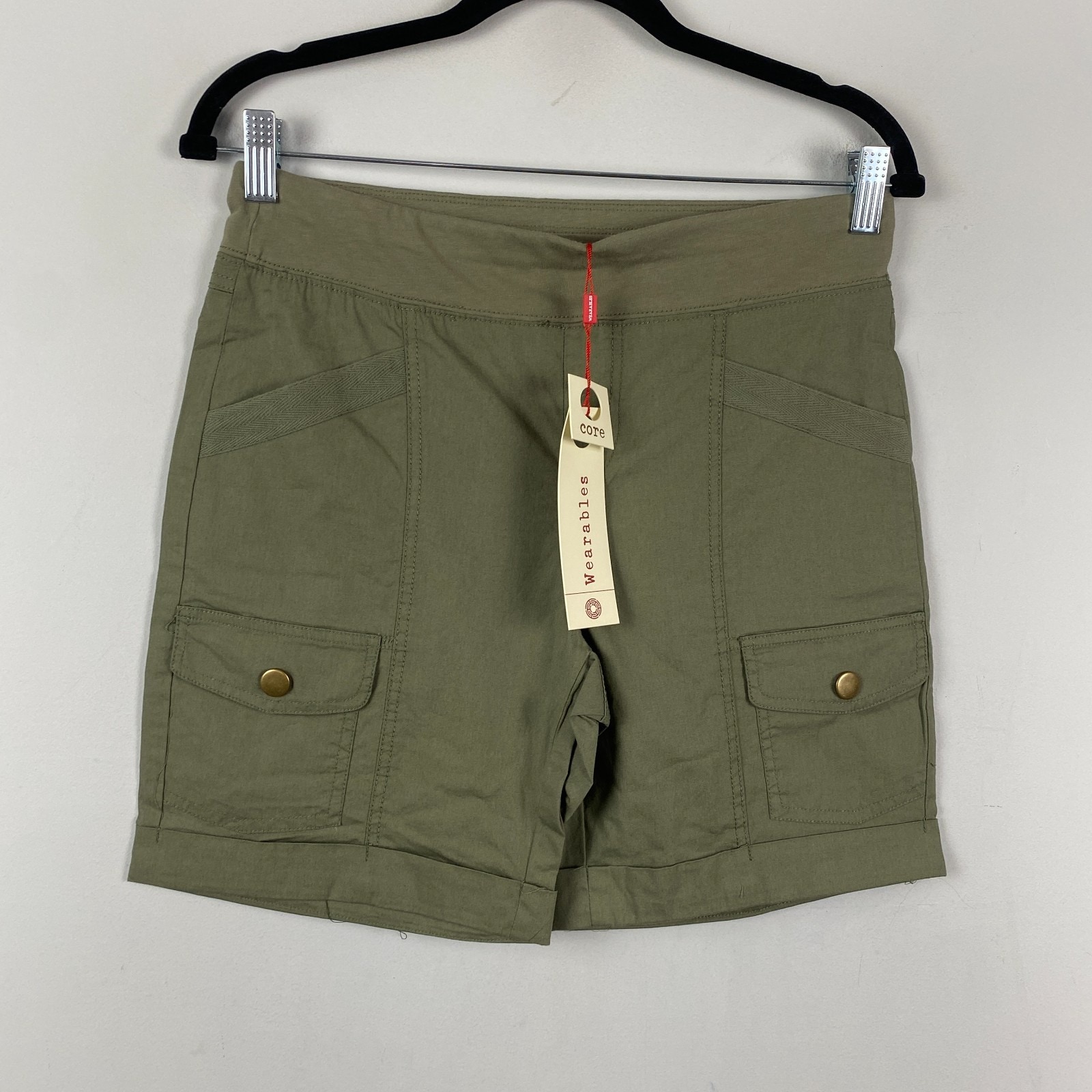 Wearables XCVI Clarissa Stretch Poplin Cargo Short Size Small Green Pull On