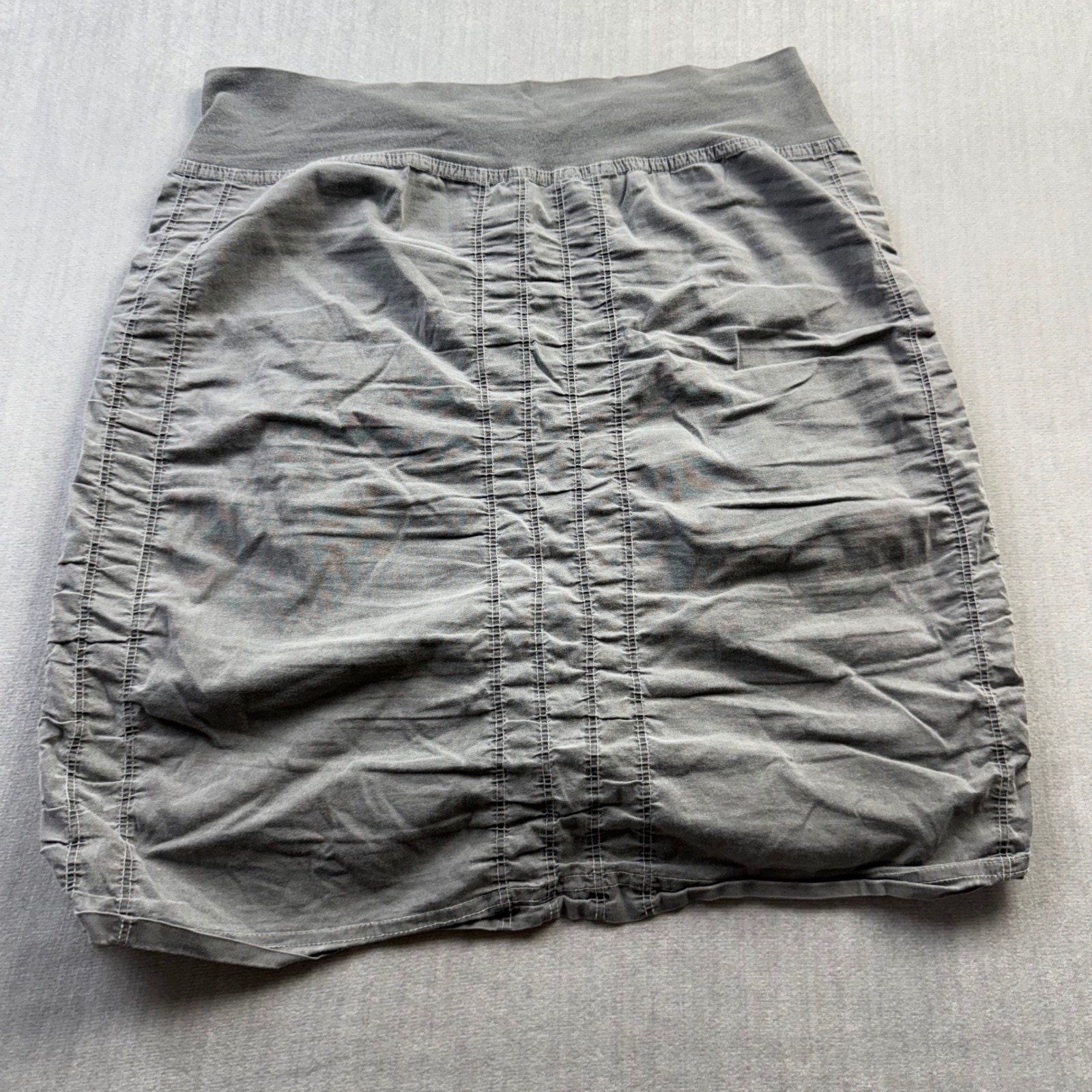 Wearables by Tabsur Grey Ruched Mini Skirt Cotton Stretch Size S 20895W